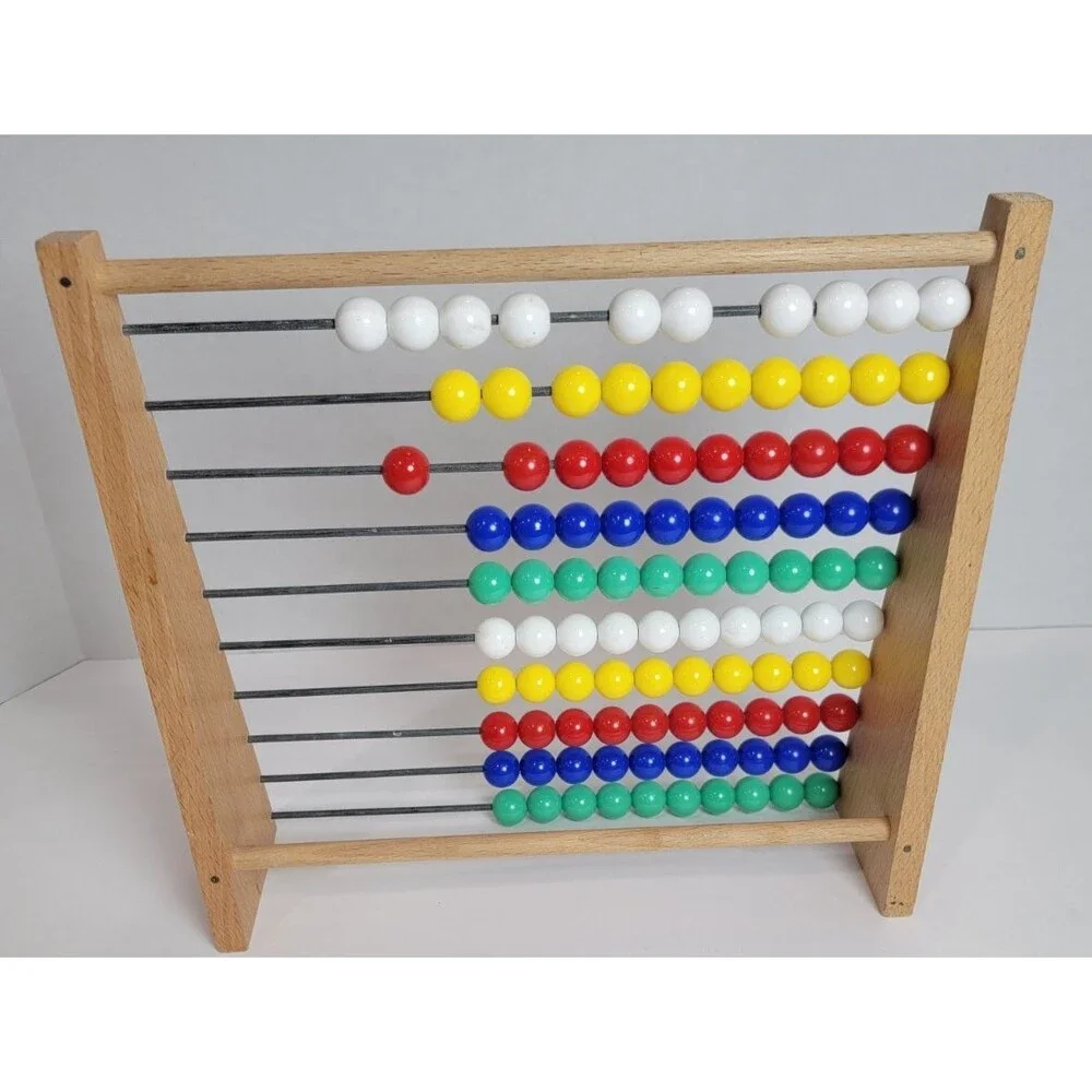 Wooden 10 Row Abacus Counting Frame 100 Beads Preschool Math Learning Toy